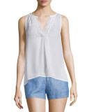 Giovanna Lace-Trim Silk Top