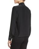 Long Sleeve Cravat Blouse, Noir