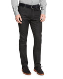 Five-Pocket Stretch-Denim Jeans, Black