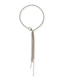 Curb Chain Tassel Necklace with Diamond Clasp