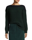 Chunky Knit Colorblock Sweater, Navy/Green