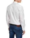 Tonal Houndstooth-Print Jacquard Sport Shirt, White