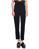 High-Waist Pencil-Leg Pants, Black