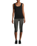 Colorblocked High-Rise Capri Leggings, Gray/Black