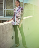 Floral & Striped 3/4-Sleeve Jacket 