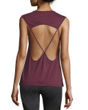 Aura Strappy-Back Performance Tank, Wine