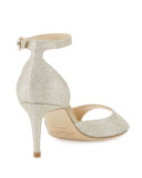 Annie Glitter 65mm Sandal, Platinum Ice