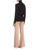 Sleeveless Turtleneck Ribbed Shell, Black