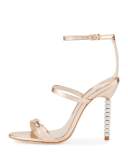 Rosalind Crystal-Heel Leather Sandal, Rose Gold
