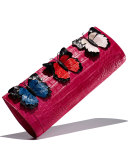 Butterfly Crocodile Razor Clutch Bag, Pink/Multi