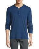 Long-Sleeve Henley T-Shirt, Blue