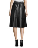 Leather A-Line Midi Skirt