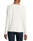 Cold-Shoulder Loose-Knit Top, White