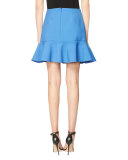 Flounce-Hem Miniskirt, Blue