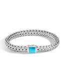 Classic Chain Medium Pusher Clasp Bracelet with Turquoise