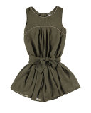 Sleeveless Chiffon Polka-Dot Romper, Green, Size 8-16