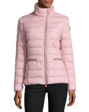 Funnel-Neck Asymmetric-Zip Puffer Jacket