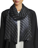 Lehariya Silk Check Scarf, Black