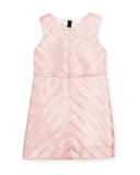 Sleeveless Mitered Stripe Shift Dress, Pink, Size 8-14