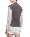 Cap-Sleeve Nubuck Leather Vest