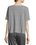 Short-Sleeve Linen Jersey Mini-Stripe Top