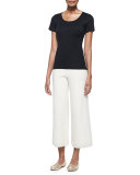 Silk-Cashmere Wide-Leg Pants, Ivory, Petite