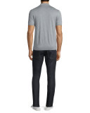Cotton/Silk Short-Sleeve Polo Shirt, Heather Gray