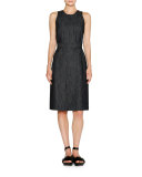 Denim A-Line Midi Dress, Blue