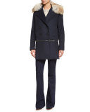 Antares Convertible Double-Breasted Coat, Navy