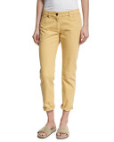 Garment-Dyed Cropped Jeans, Yellow