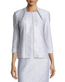 Sparkle Twilight Knit 3/4-Sleeve Jacket, Silver/Multi