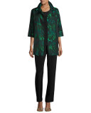 Night Blooms Jacquard Party Jacket, Emerald/Black
