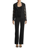 Evie Fluid Crepe Flare-Leg Pants, Black