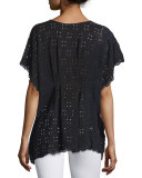 Eyelet Short-Sleeve Poncho