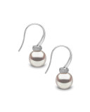 18K White Gold & Pearl Drop Earrings with Diamonds