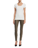 Cosmos Metallic Mid-Rise Super Skinny Jeans, Bronze