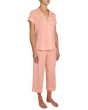 Gisele Cropped Two-Piece Jersey Pajama Set , Pink