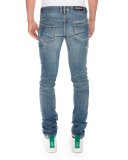 Distressed Skinny Denim Biker Jeans, Blue