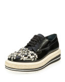 Crystal-Embellished Espadrille Sneaker, Black (Nero)