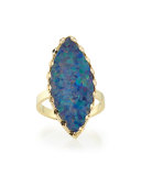 Frosted Boulder Opal Ring with Chain Detail