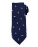 Spaced Paisley-Print Silk Tie, Navy