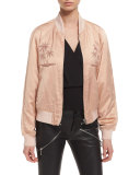 Souvenir Embroidered Bomber Jacket, Blush 