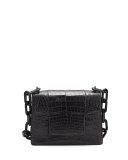 Crocodile Small Chain-Strap Shoulder Bag, Black Matte