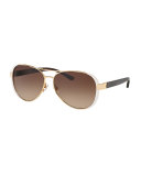 Capped Gradient Aviator Sunglasses, White