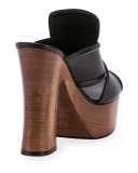 Crisscross Leather Clog Sandal, Nero