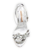 Lilico Floral Leather 105mm Sandal, Silver