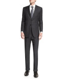 Taylor Plaid-Windowpane Wool Suit, Charcoal