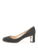 Suede Metal-Heel Pump, Gray
