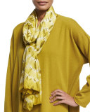 Shibori Tonal-Zigzag Scarf, Dark Olive Oil