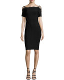 Lace-Up-Shoulder Bandage Dress, Black